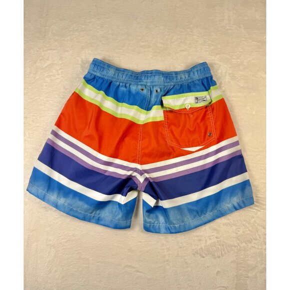 Polo Ralph Lauren Traveler Swim Trunks Watercolor Stripes Mens M Lined - Picture 6 of 9
